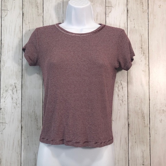 Brandy Melville Maroon Strip Stretchy Top OS - Picture 1 of 7
